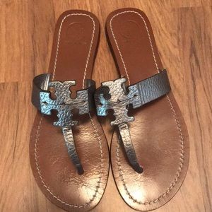 Tory Burch silver leather sandals
